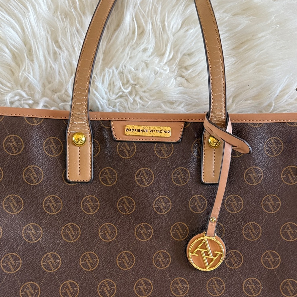Adrienne Vittadini Brown Monogram Tote - Picture 2 of 4